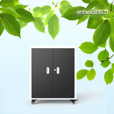 خزانة شحن لأجهزة الكمبيوتر المحمولة مكونة من 30 حجرة مع أقفال ومفاتيح ومراوح تبريد وعجلات ألمانية قياسية طبية