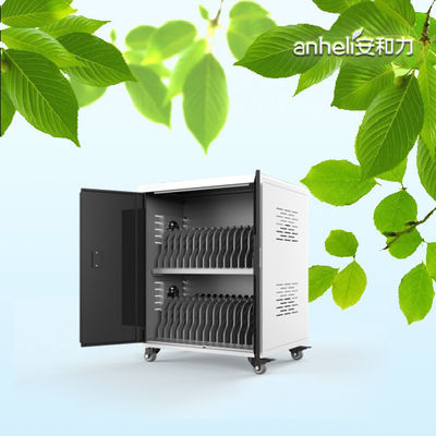 خزانة شحن لأجهزة الكمبيوتر المحمولة مكونة من 30 حجرة مع أقفال ومفاتيح ومراوح تبريد وعجلات ألمانية قياسية طبية