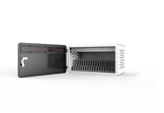 خزانة شحن USB بـ 18 فتحة مع نظام حماية أمني 8S وهيكل من الصفائح المجلفنة